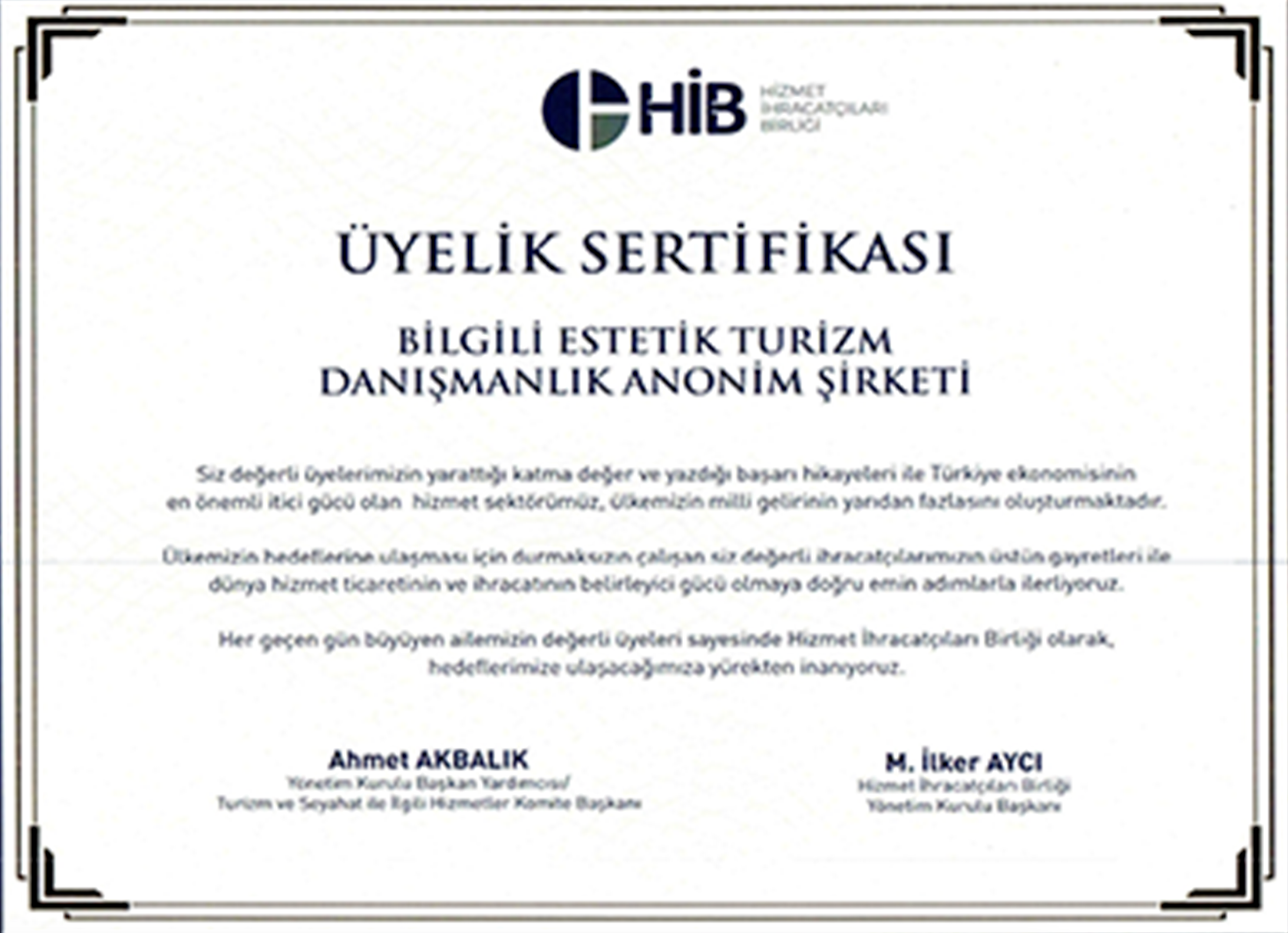 HIB Membership Certificate